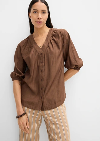 Bluzka oversize z miękkiej mieszanki wiskozy • brązowy • sklep bonprix