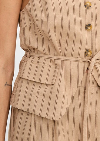 Blazer sans manches en lin mélangé • camel mat-marron rayé • Boutique bonprix