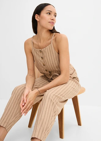 Blazer sans manches en lin mélangé • camel mat-marron rayé • Boutique bonprix