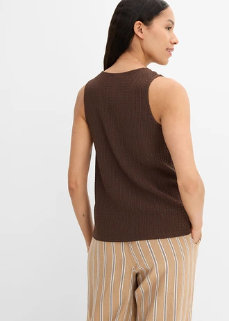 Top texturé, Couleur: marron foncé