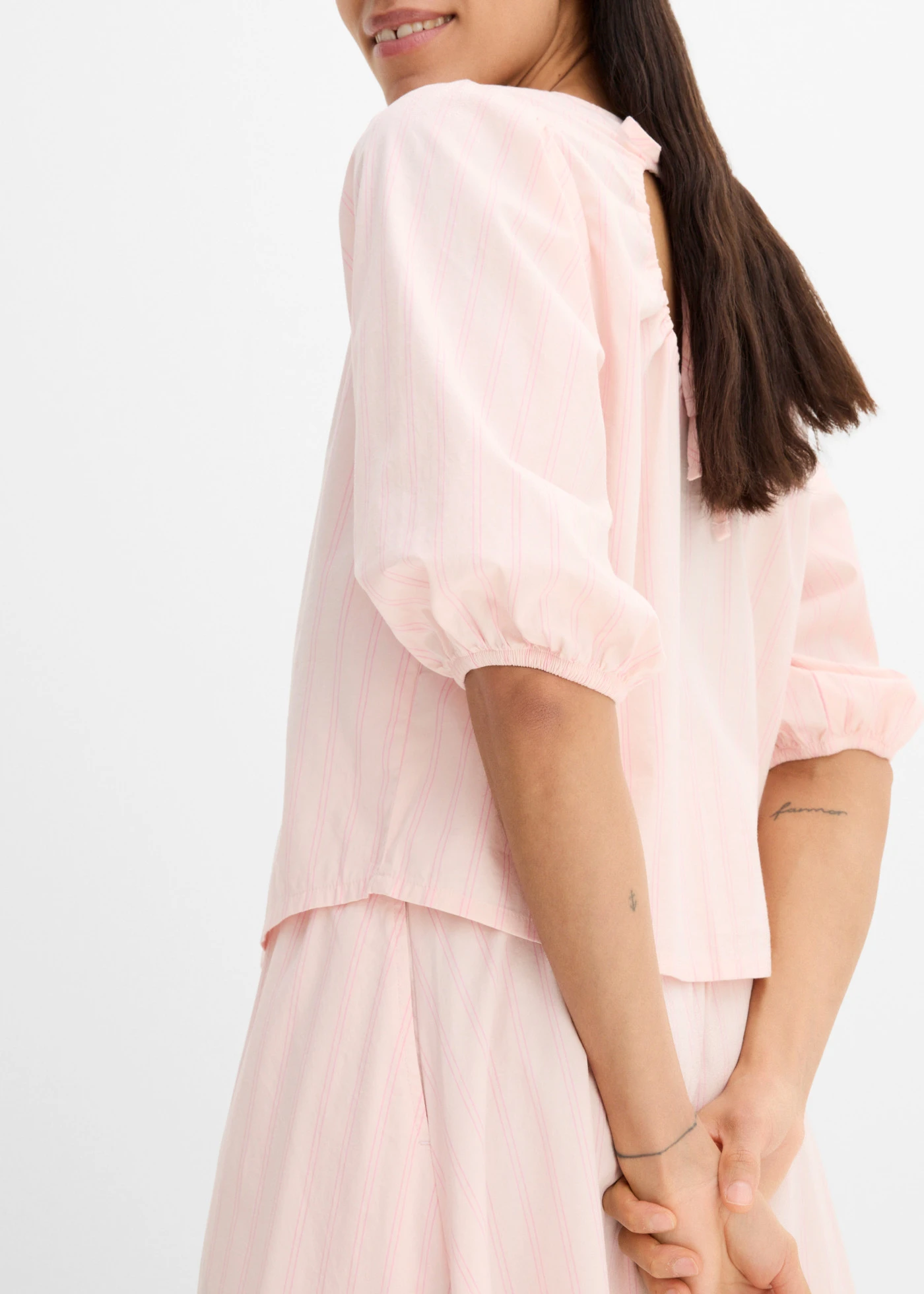 Blouse met volumineuze mouwen • lichtroze-roze gestreept • bonprix online shop