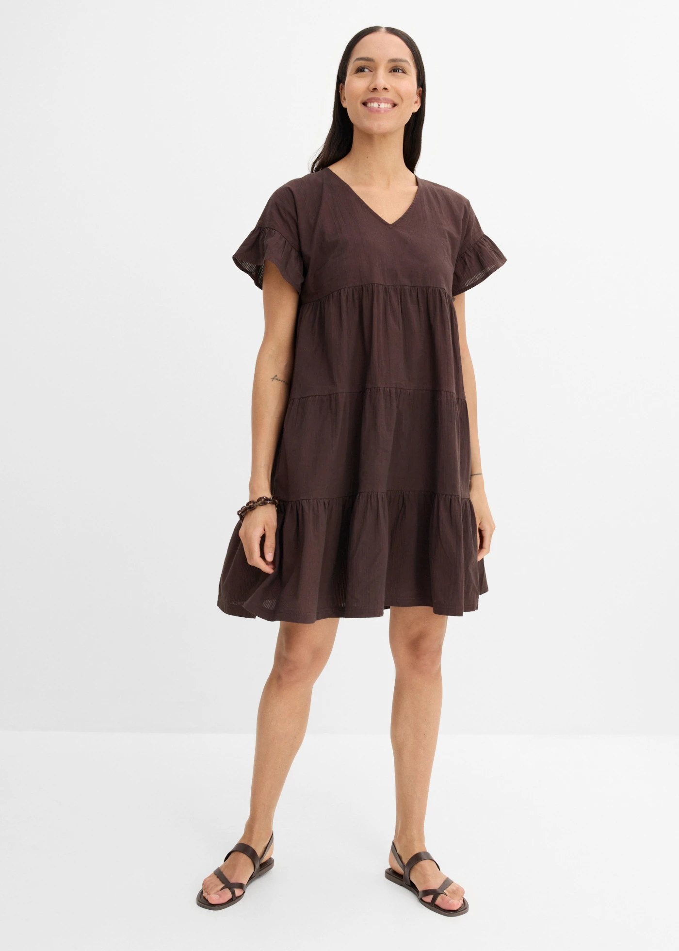 Robe 100% coton • marron foncé • Boutique bonprix