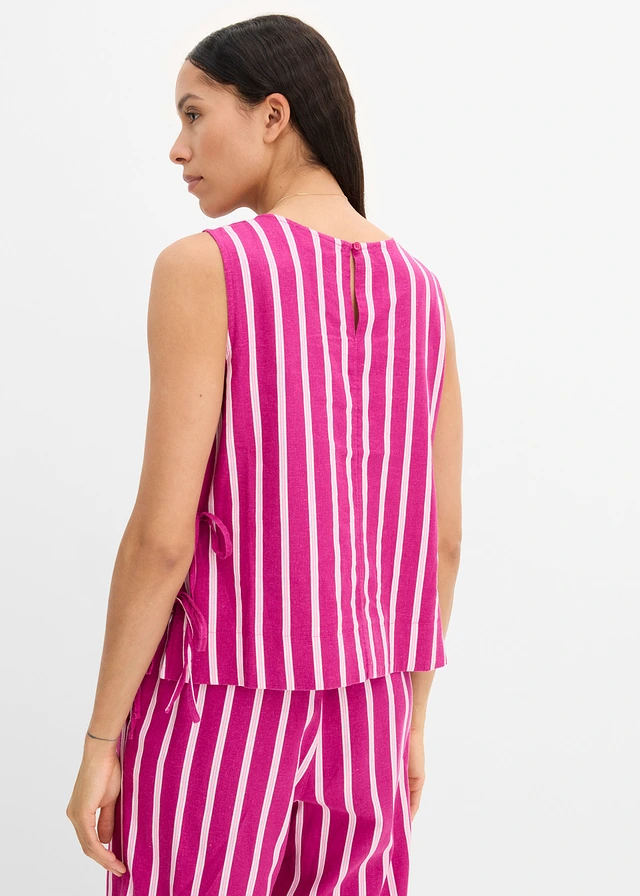 Blouse, gestreept, Kleur: fuchsiapink-roze verticaal gestreept