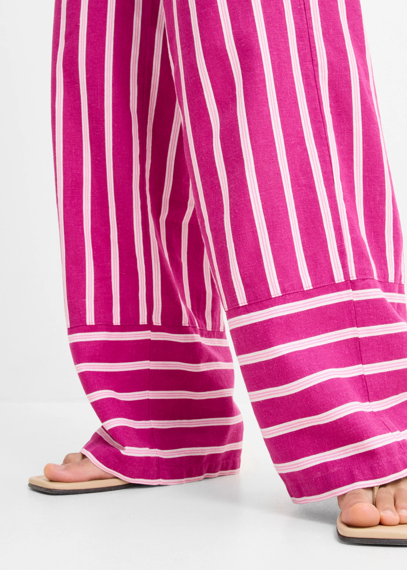 Pruhované kalhoty bez zapínání • fuchsiově pink-růžová s podélnými proužky • bonprix obchod