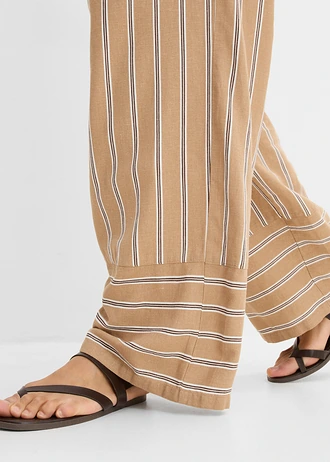 Gestreepte instapbroek • mat camel-bruin verticaal gestreept • bonprix online shop