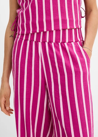Pantalon rayé à taille élastiquée • rose fuchsia-rose rayé • Boutique bonprix
