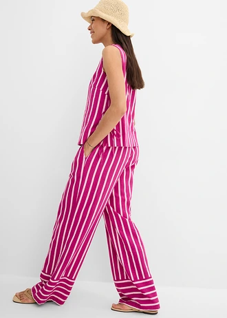 Pantalon rayé à taille élastiquée • rose fuchsia-rose rayé • Boutique bonprix
