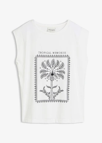 Tričko s podílem hedvábí, barva: přírodní bílo-černá