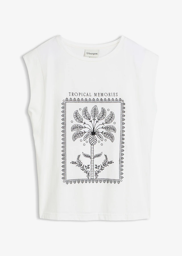 Bluză cu mătase • ecru/negru • magazin bonprix