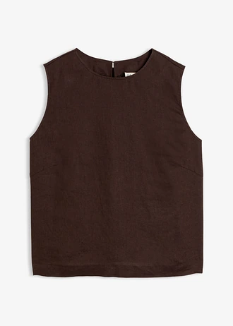 Top scurt 100% din in • maro închis • magazin bonprix