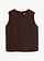 Top court 100% lin, Couleur: marron foncé