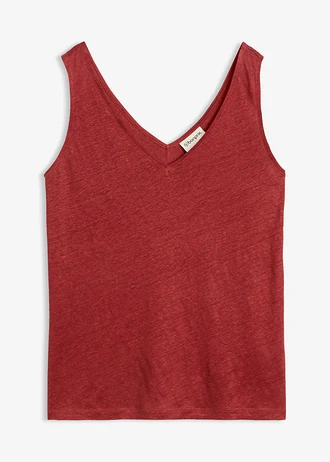 Tank top z czystego lnu • czerwony pustynny • sklep bonprix