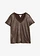 Shirt van linnen met lurex, Kleur: donkerbruin-goudkleur