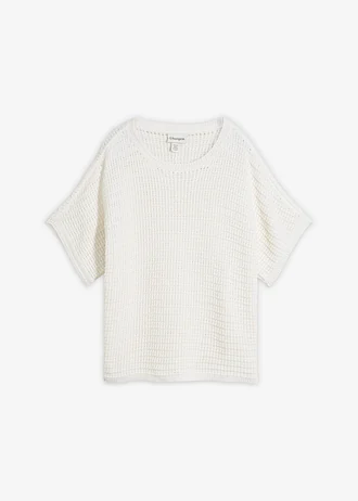 Sweter ażurowy z domieszką lnu