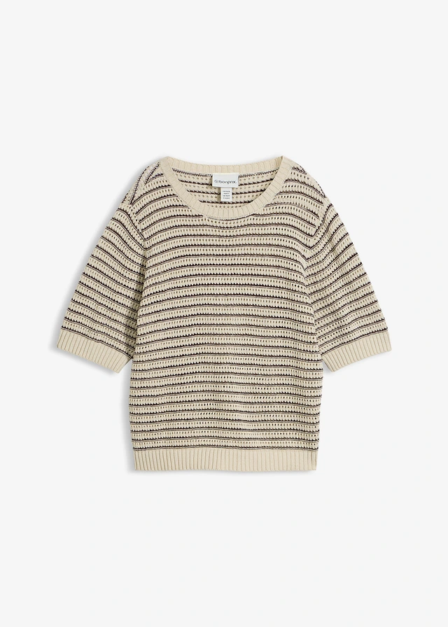 Pull ajouré • sable clair-marron foncé • Boutique bonprix