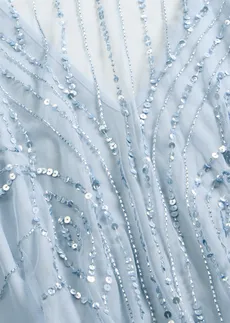 Robe longue en tulle fin avec sequins brodés, Couleur: bleu poudré