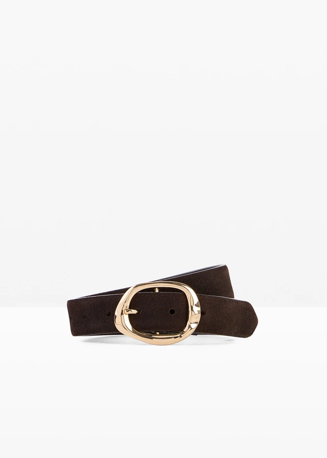 Ceinture en cuir velours, boucle brillante