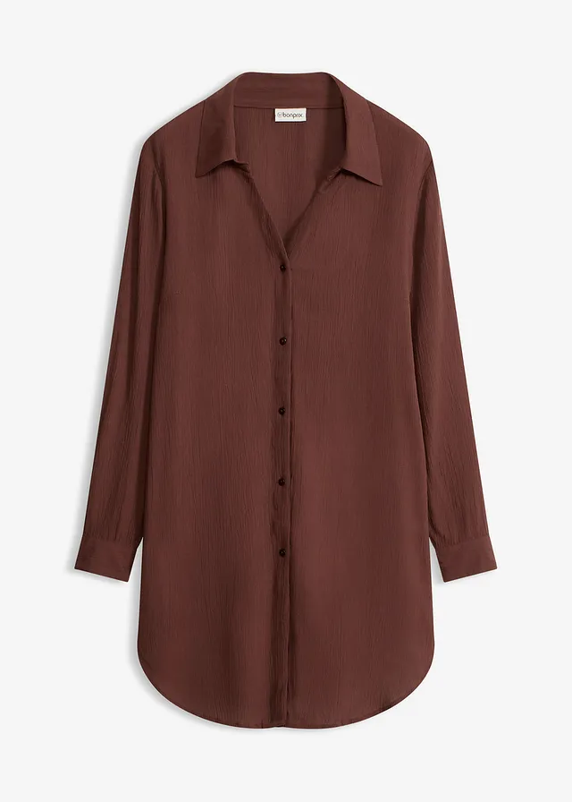 Robe-chemise de plage en viscose fluide • marron • Boutique bonprix