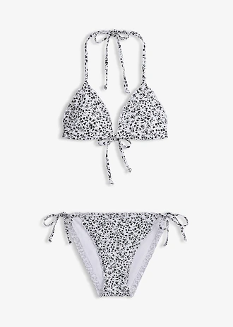 Bikini triangle à volants (ens. 2 pces) • noir floral • Boutique bonprix