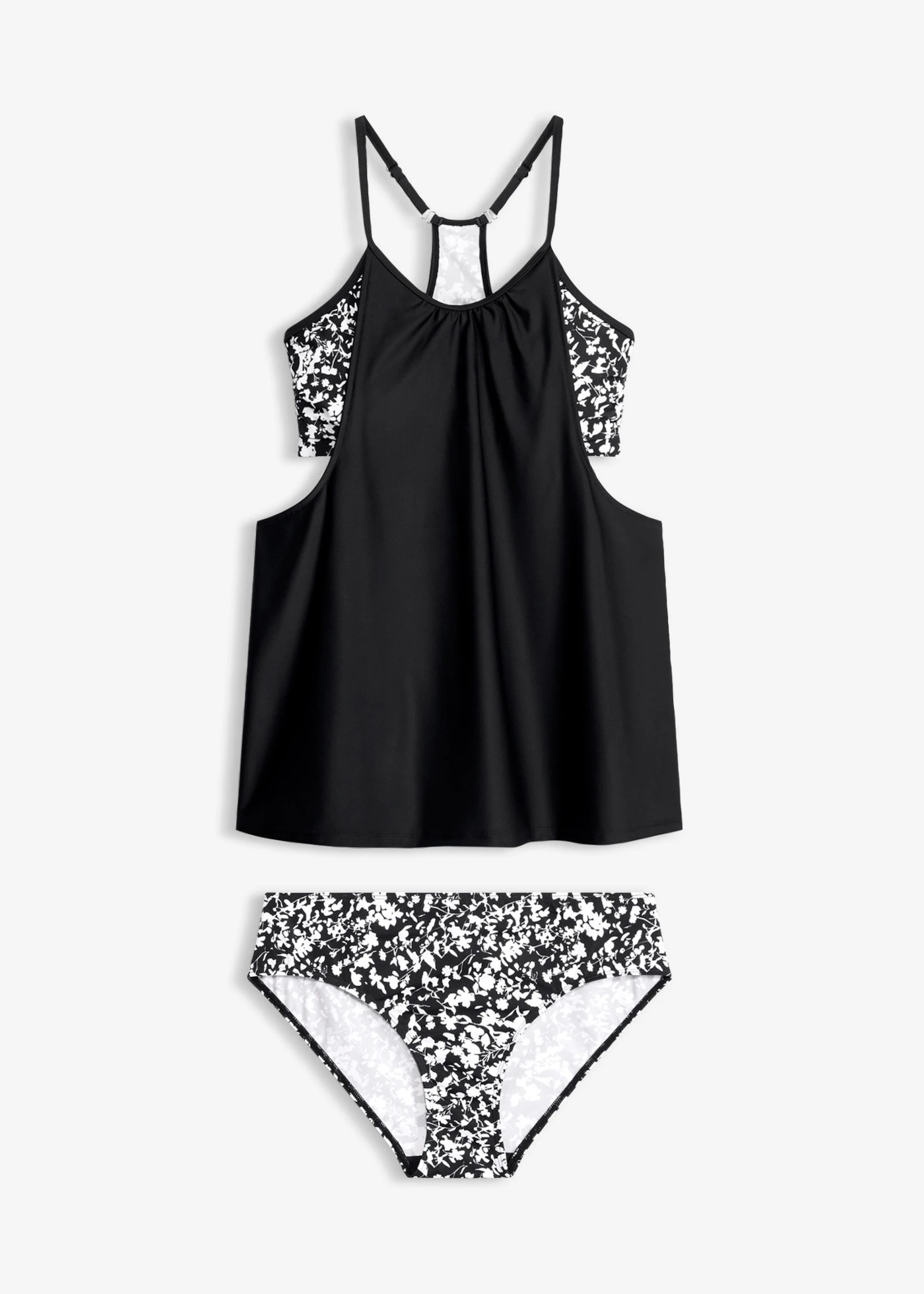 Tankini met speciale rugconstructie (2-dlg. set) • zwart gebloemd • bonprix online shop