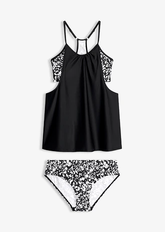 Tankini avec dos original (2 pces), Couleur: noir floral