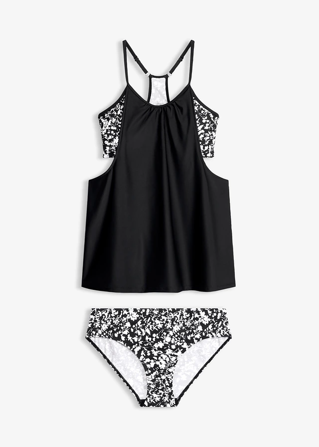 Tankini met speciale rugconstructie (2-dlg. set) • zwart gebloemd • bonprix online shop