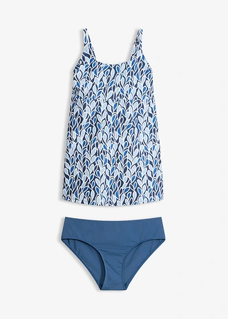 Tankini long à bretelles réglables (ens. 2 pces), Couleur: bleu foncé imprimé
