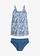 Lange tankini met verstelbare bandjes (2-dlg. set), Kleur: donkerblauw met print