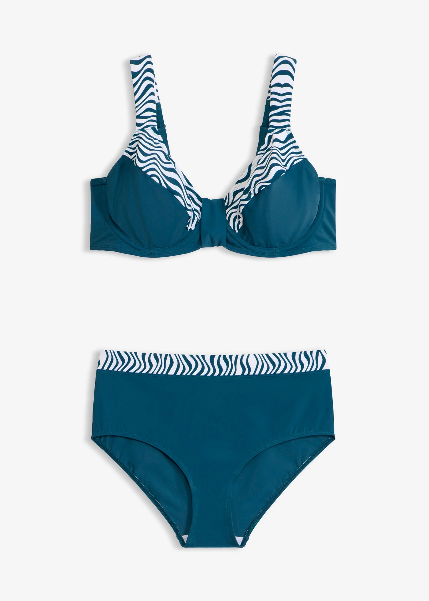 Bikiny minimizer (2-dielne), vystužené ramienka • petrolejovo modrá/biela grafická potlačená • obchod bonprix