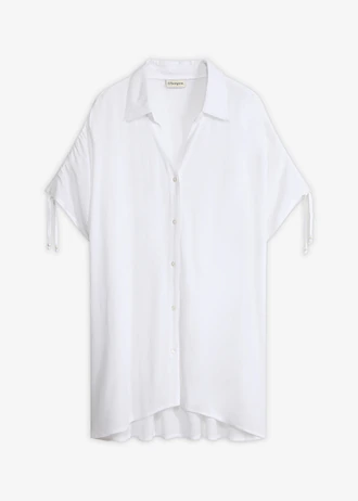 Chemise de plage aspect froissé, Couleur: blanc