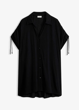 Strandblouse van gestructureerde crinkle • zwart • bonprix online shop