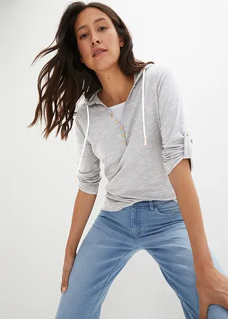 T-shirt à capuche • gris clair chiné • Boutique bonprix