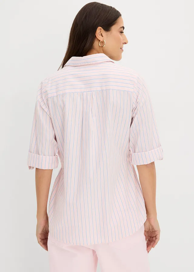 Blouse 100% coton • rose clair-bleu moyen-écru rayé • product-page.page-title-suffix