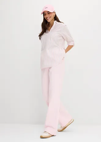 Blouse 100% coton • rose clair-bleu moyen-écru rayé • Boutique bonprix