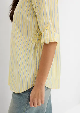 Blouse 100% coton • jaune clair-bleu moyen-écru rayé • Boutique bonprix