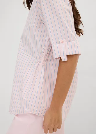 Blouse 100% coton • rose clair-bleu moyen-écru rayé • Boutique bonprix