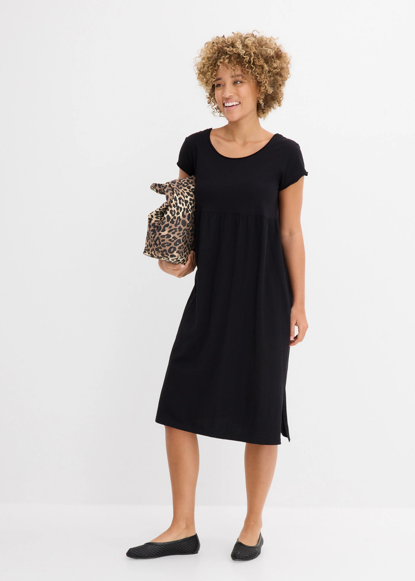 Robe midi 100% coton • noir • Boutique bonprix