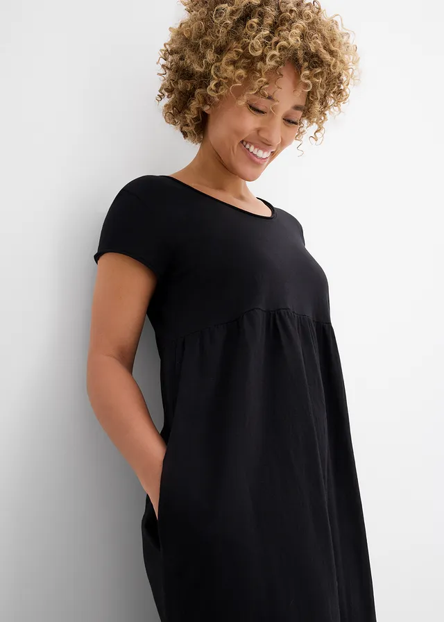 Midi jurk van puur biologisch katoen • zwart • product-page.page-title-suffix