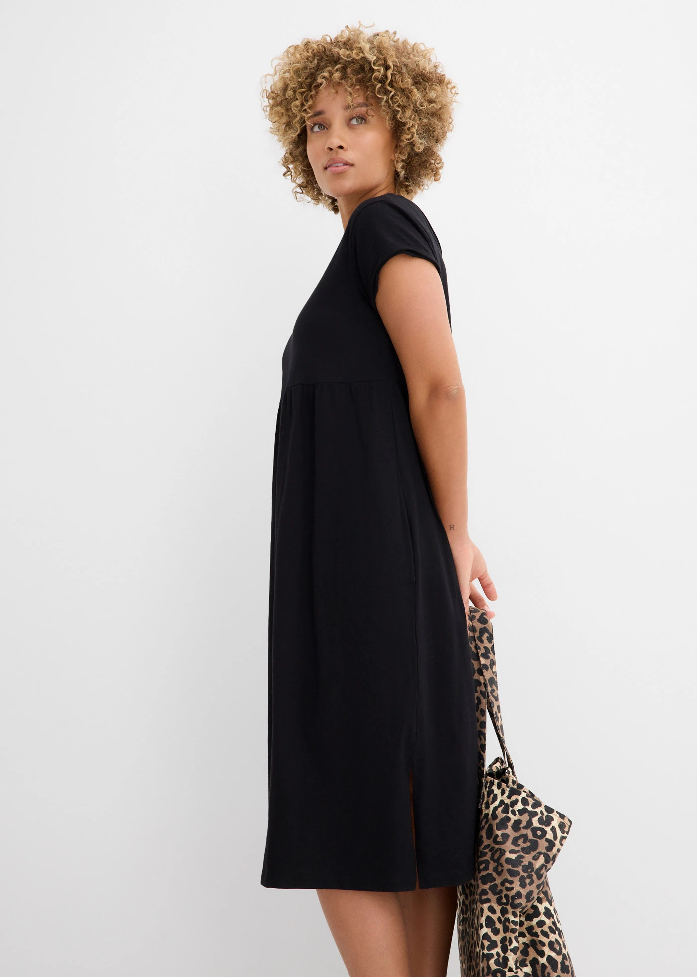 Rochie midi din bumbac organic 100% • negru • magazin bonprix