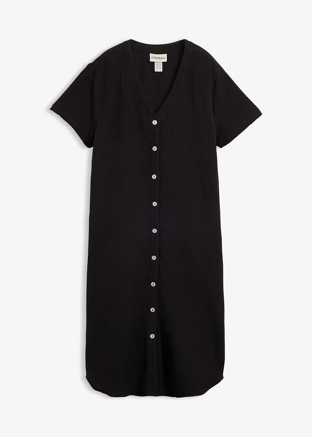 Rochie-bluză din muselină moale • negru • magazin bonprix