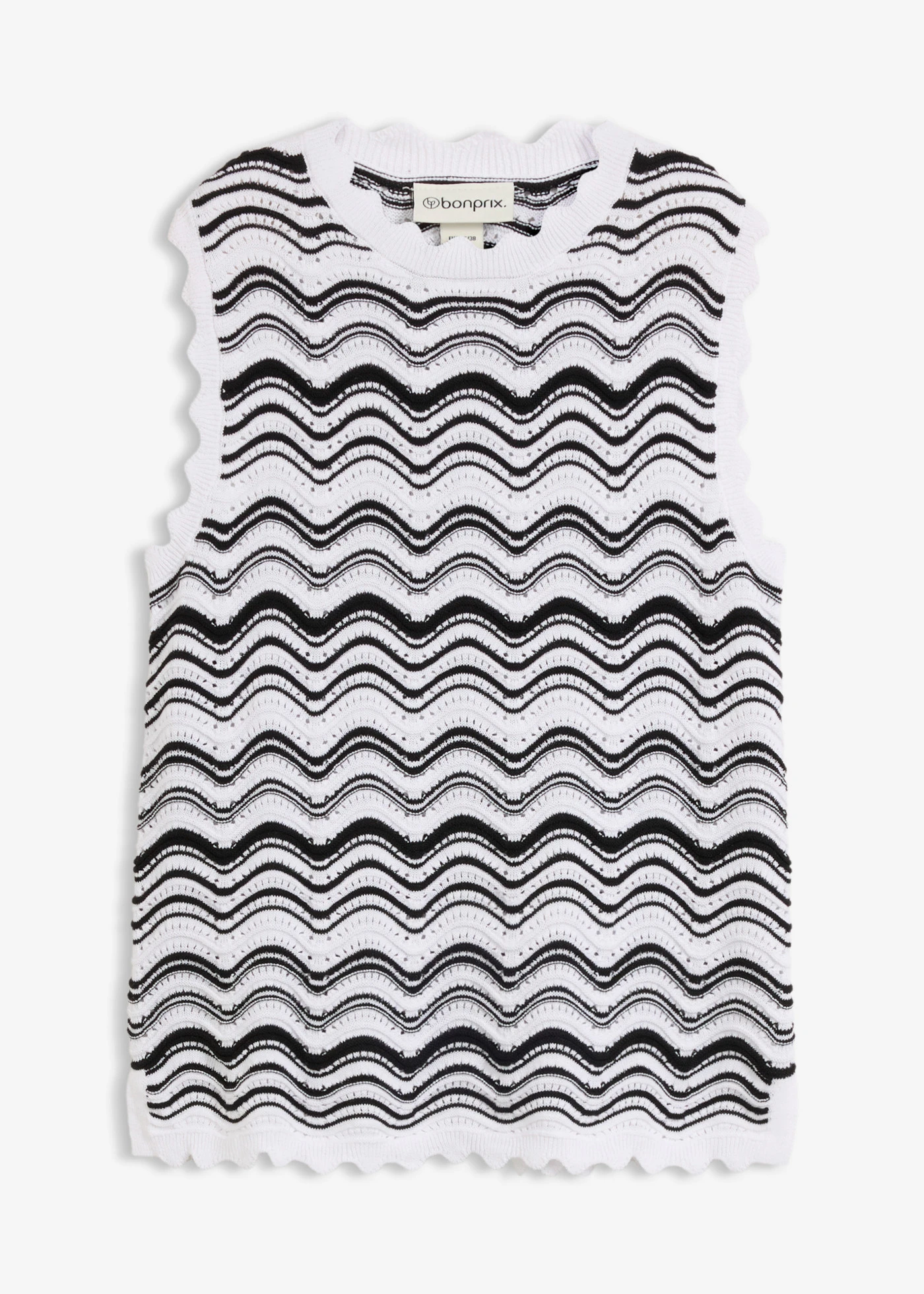 Gebreide top • wolwit-zwart • bonprix online shop