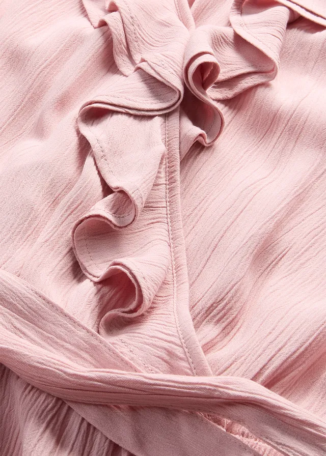 Jumpsuit van gestructureerde crinkle, Kleur: asroze