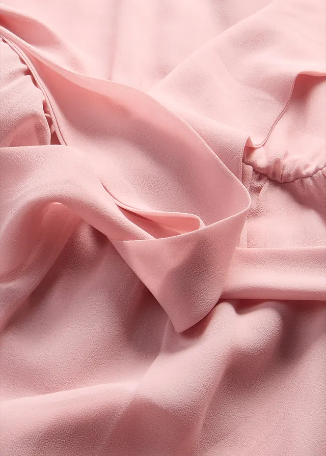 Uitlopende chiffon jurk, Kleur: asroze
