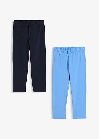 Legginsy rybaczki z materiału z bawełną organiczną (2 szt.) • granatowy+niebieski • sklep bonprix