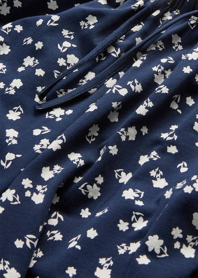 Jersey broek met structuur • donkerblauw/wit gebloemd • product-page.page-title-suffix