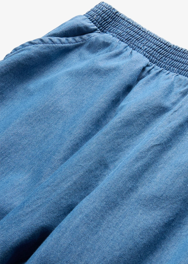 Wide leg jeans met middelhoge taille van puur biologisch katoen, Kleur: blauw denim