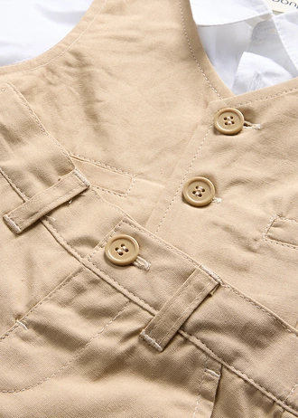 Costumaș de bebe, format din cămașă, vestă (set format din 3 piese) • maro saharian/alb • magazin bonprix