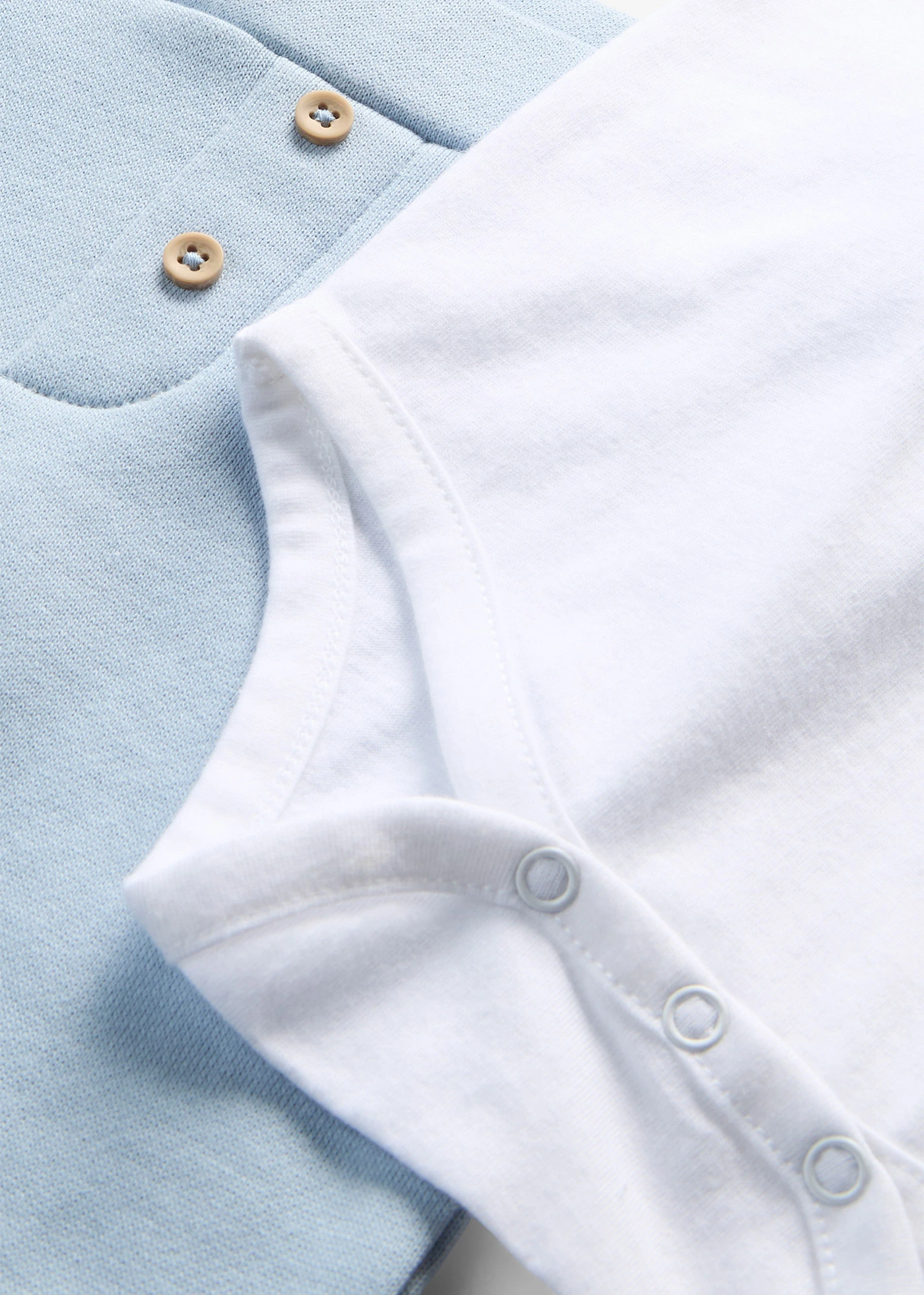 Romper en broekje van biologisch katoen (2-dlg. set) • wit+soft blauw • bonprix online shop