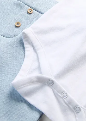 Romper en broekje van biologisch katoen (2-dlg. set) • wit+soft blauw • bonprix online shop