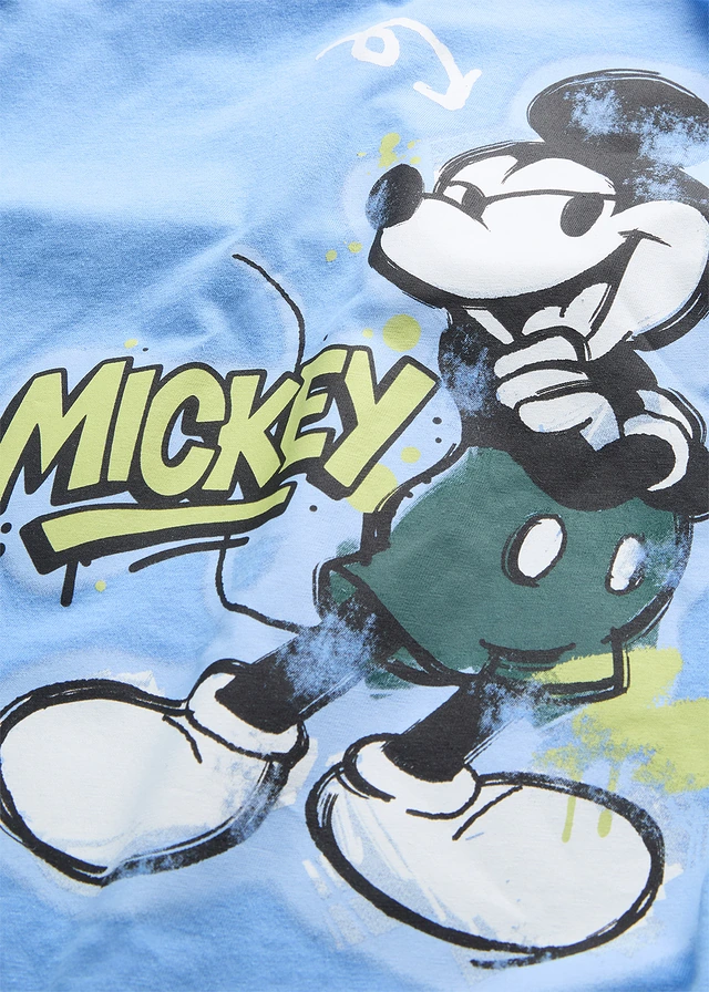 Mickey Mouse T-Shirt van puur katoen, Kleur: middenblauw met print